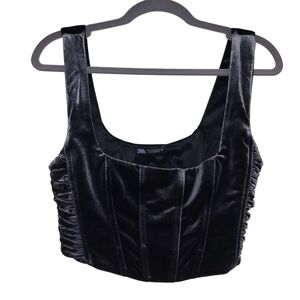 Zara Velvet Bustier Ruched Tank Top